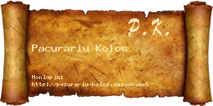 Pacurariu Kolos névjegykártya